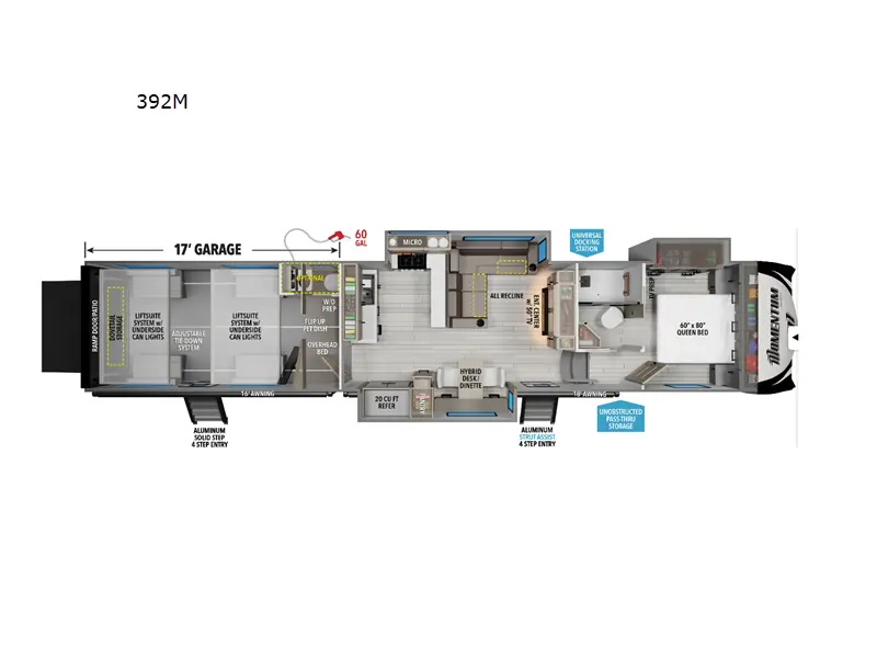 New 2026 Grand Design Momentum 392M Toy Hauler Fifth Wheel at