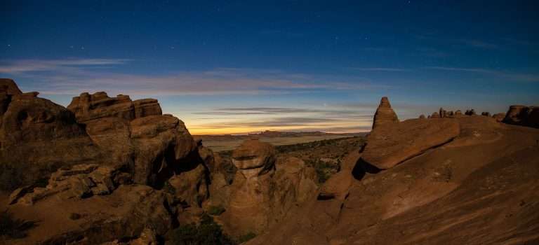 Mountains beneath the night sky