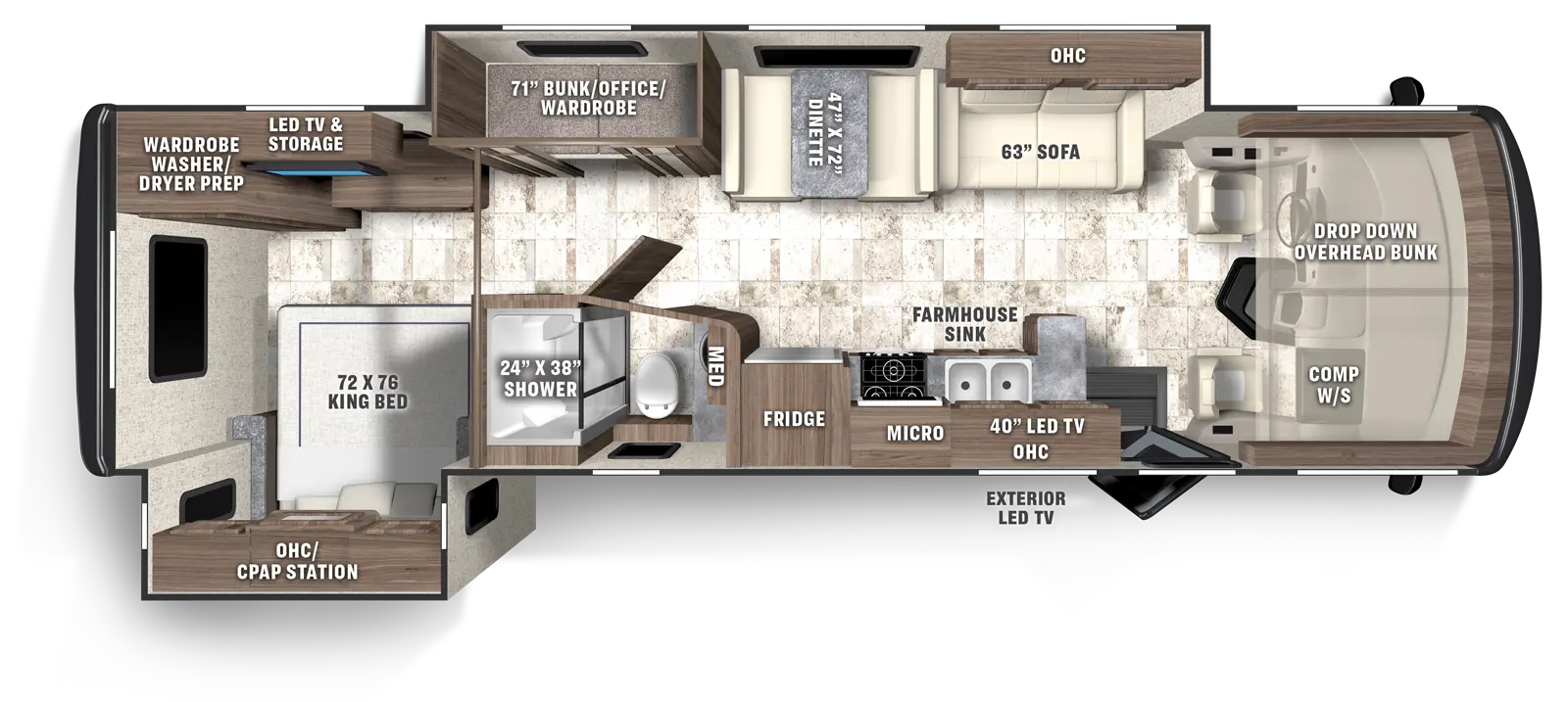 This image has an empty alt attribute; its file name is Coachmen-RV-Pursuit-31ES-floorplan.png